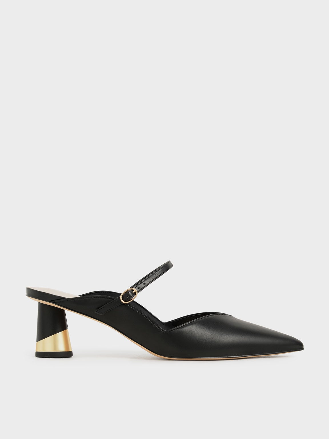 CHARLES & KEITH Exclusive / Cammie Metallic-Heel Mules - Black