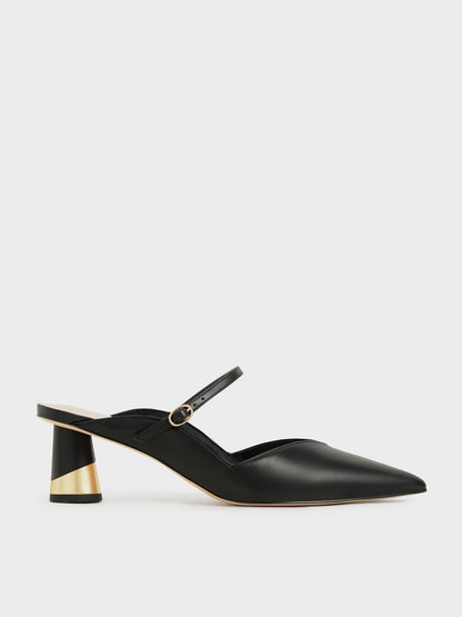 CHARLES & KEITH Exclusive / Cammie Metallic-Heel Mules - Black