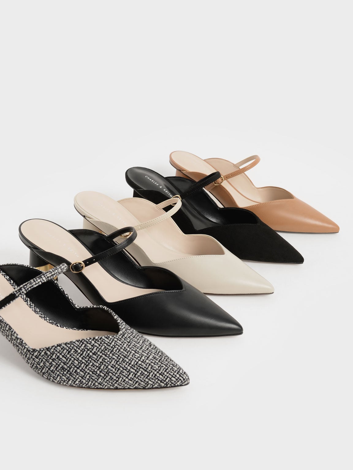 CHARLES & KEITH Exclusive / Cammie Metallic-Heel Mules - Black