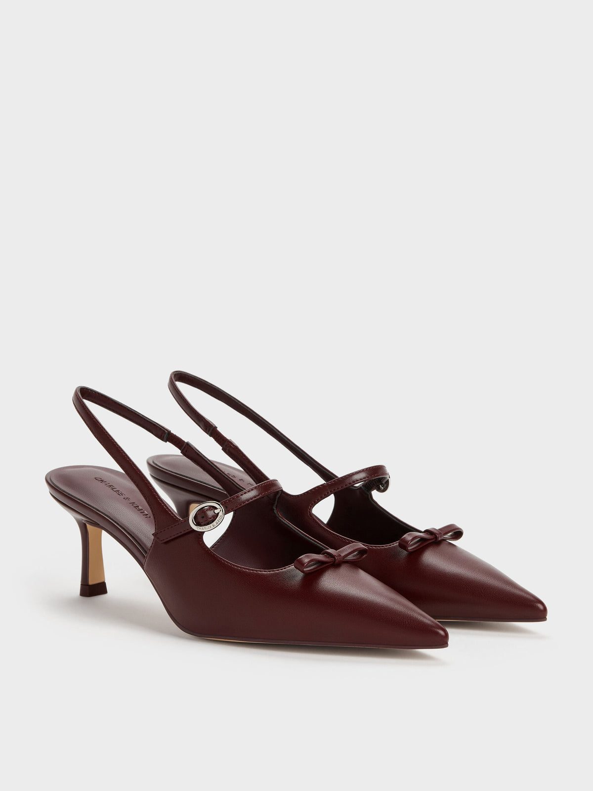 CHARLES & KEITH Value / Sonali Bow Slingback Pumps - Burgundy
