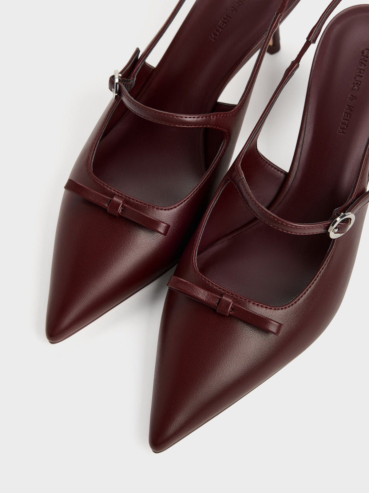CHARLES & KEITH Value / Sonali Bow Slingback Pumps - Burgundy