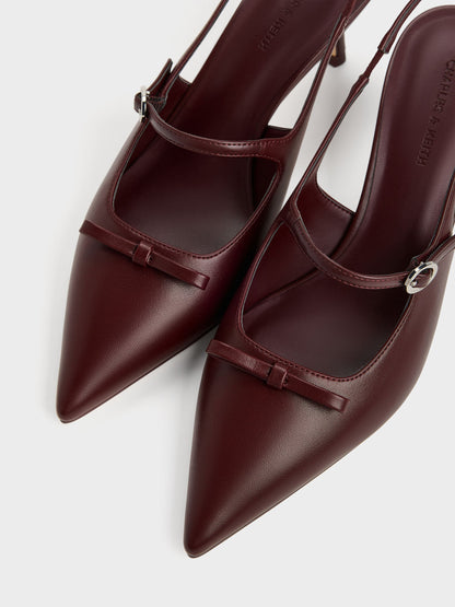 CHARLES & KEITH Value / Sonali Bow Slingback Pumps - Burgundy