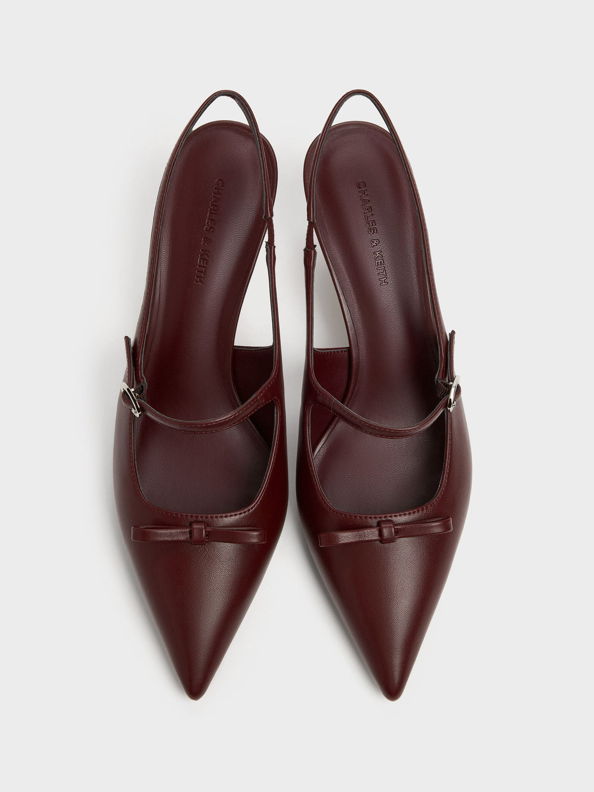 CHARLES & KEITH Value / Sonali Bow Slingback Pumps - Burgundy