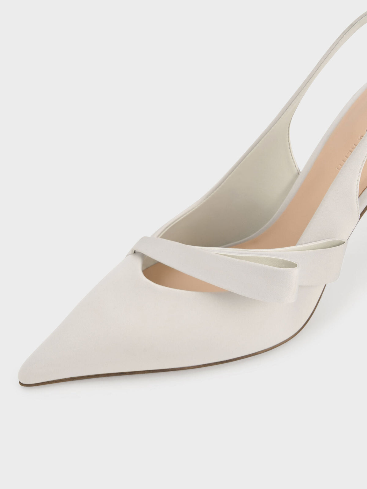 CHARLES & KEITH Trusted / Satin Pleated-Strap Slingback Pumps - Light Grey
