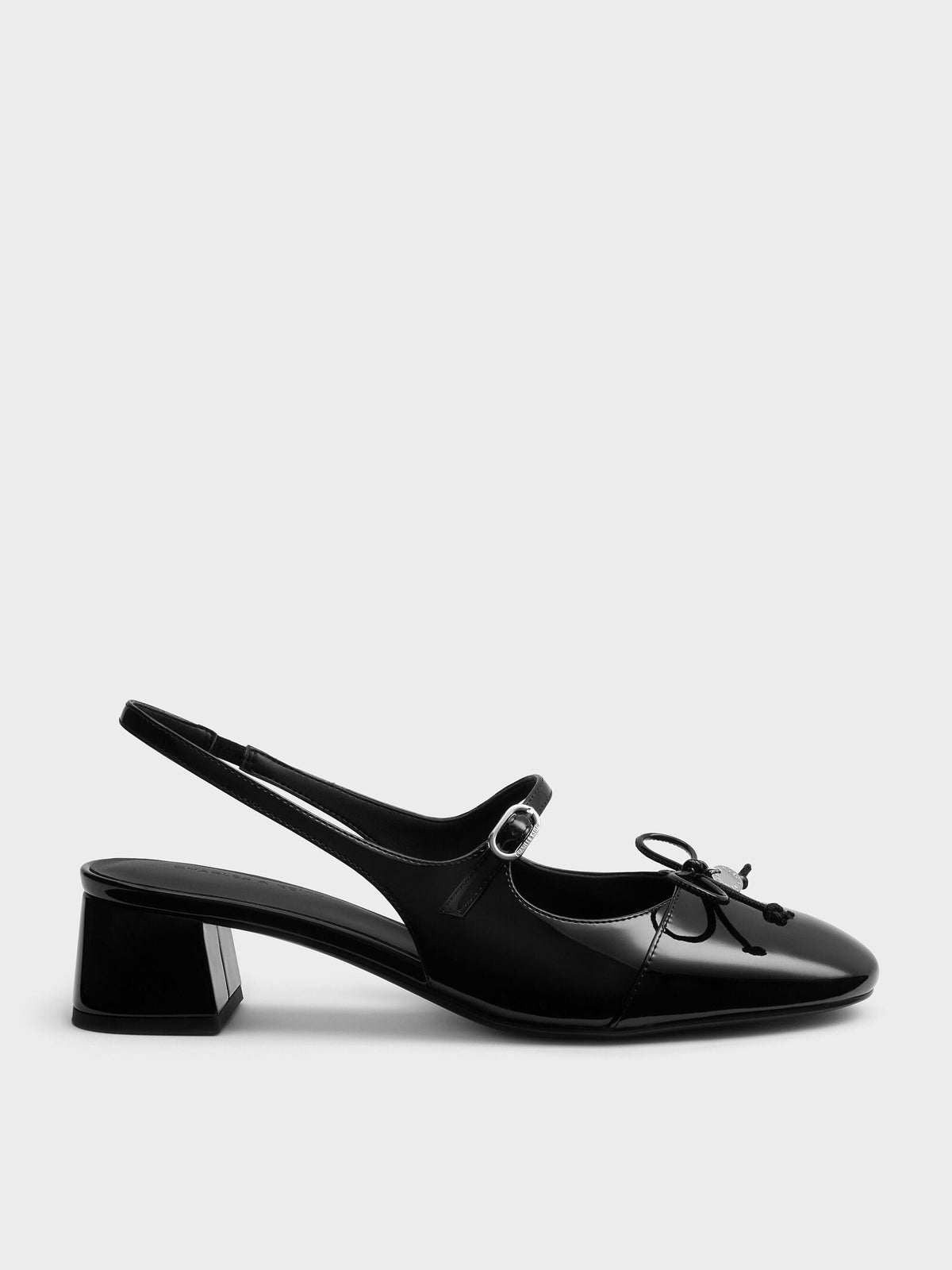 CHARLES & KEITH Smart Buy / Patent Bow Slingback Pumps - Black Patent
