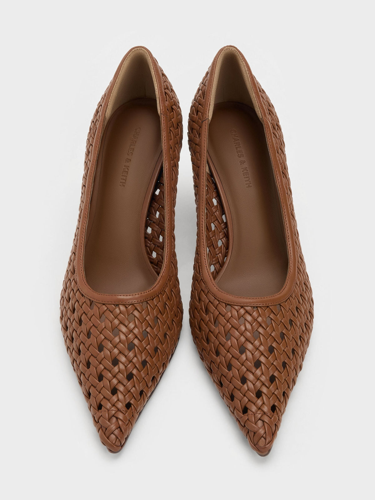 CHARLES & KEITH Premium / Woven Pointed Stiletto Pumps - Brown