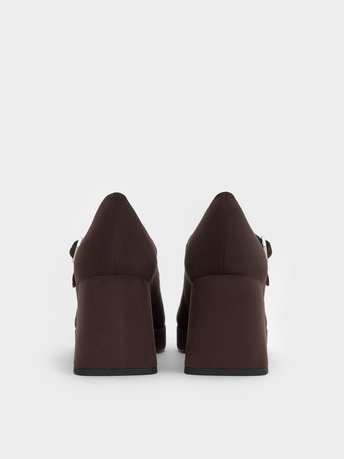 CHARLES & KEITH Featured / Faux Suede Platform Mary Jane Pumps - Dark Brown Textured