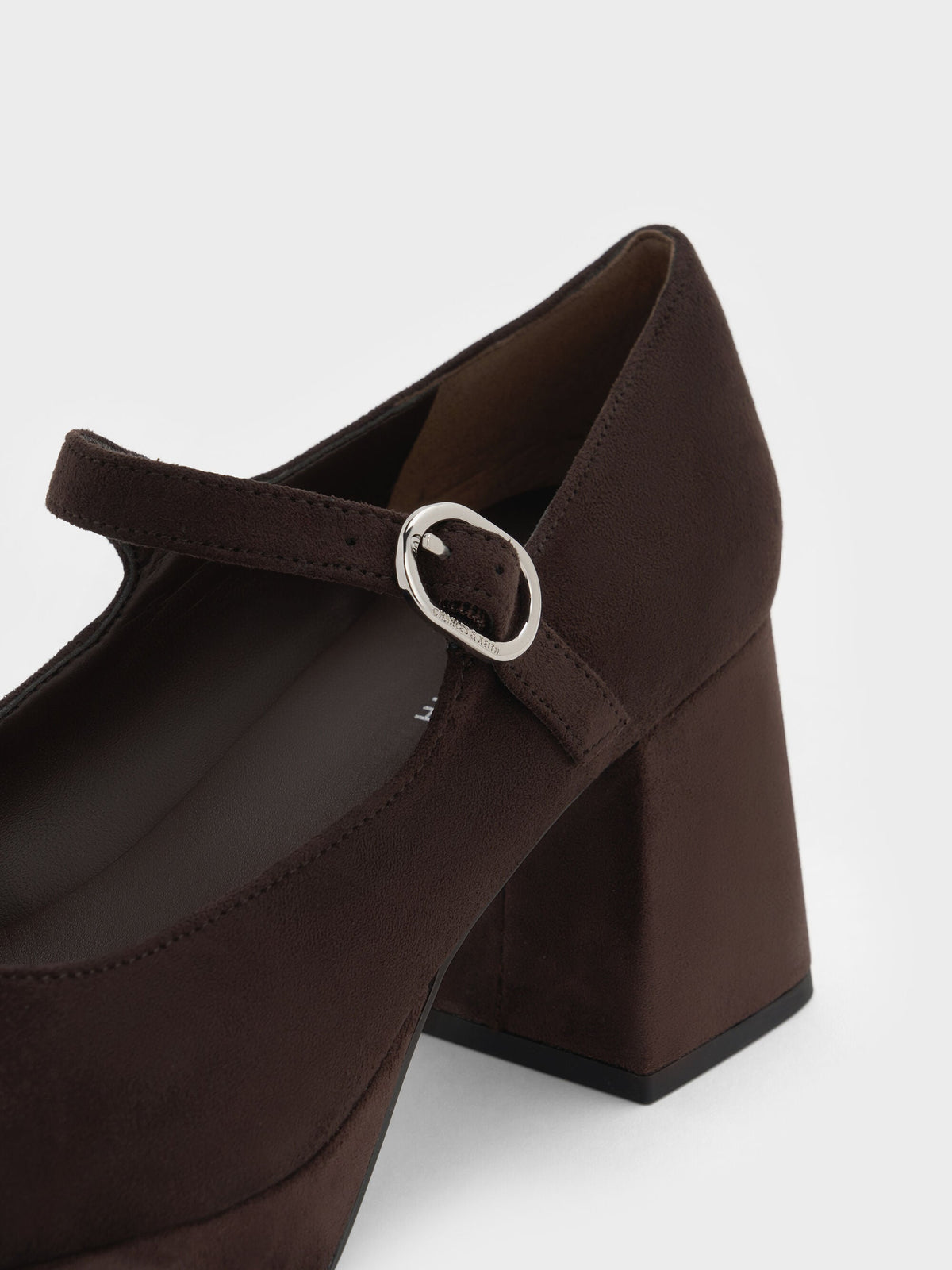 CHARLES & KEITH Featured / Faux Suede Platform Mary Jane Pumps - Dark Brown Textured