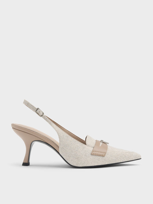 CHARLES & KEITH Best Seller / Griselda Two-Tone Slingback Pumps - Light Grey