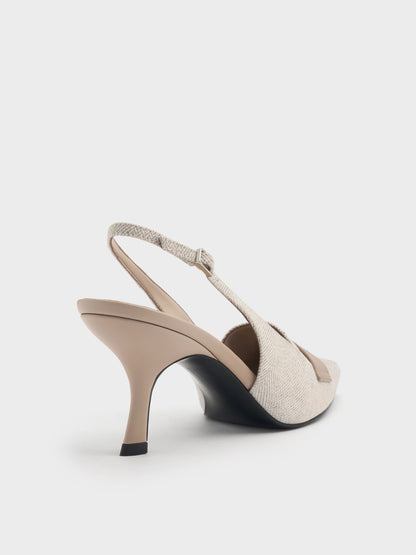 CHARLES & KEITH Best Seller / Griselda Two-Tone Slingback Pumps - Light Grey