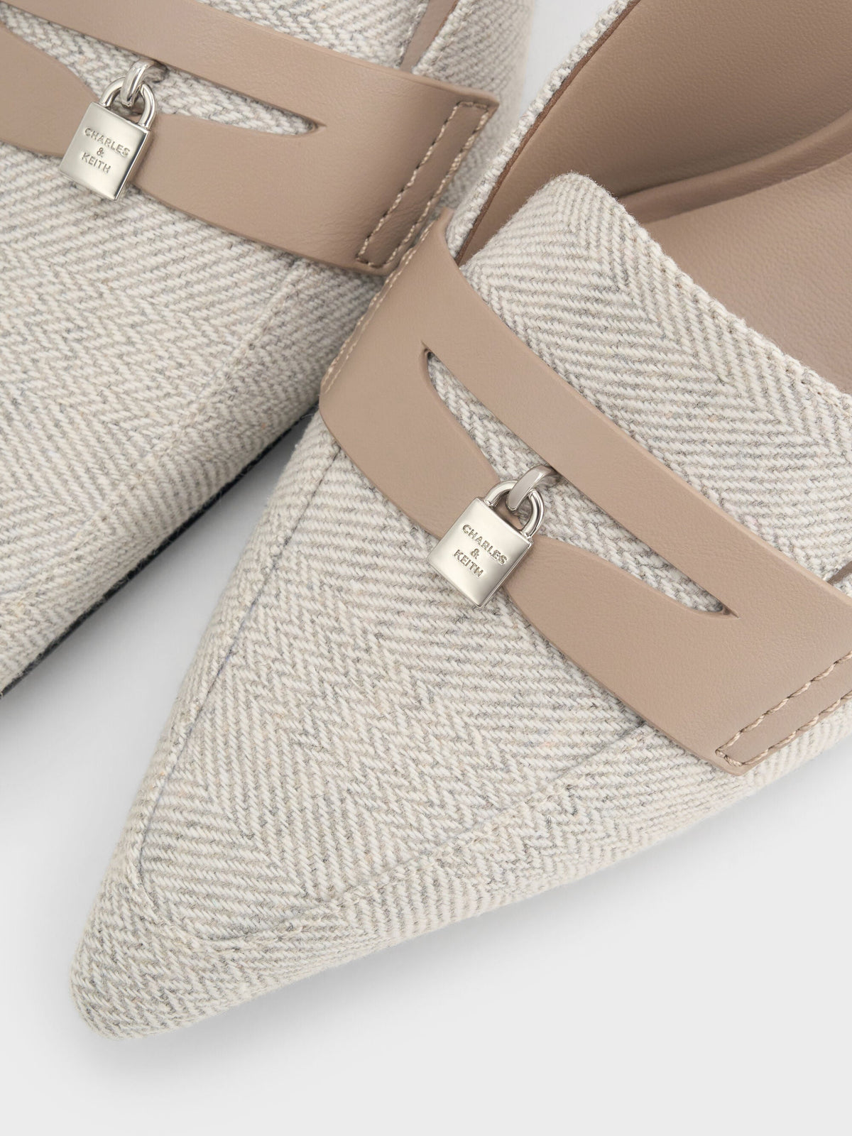 CHARLES & KEITH Best Seller / Griselda Two-Tone Slingback Pumps - Light Grey