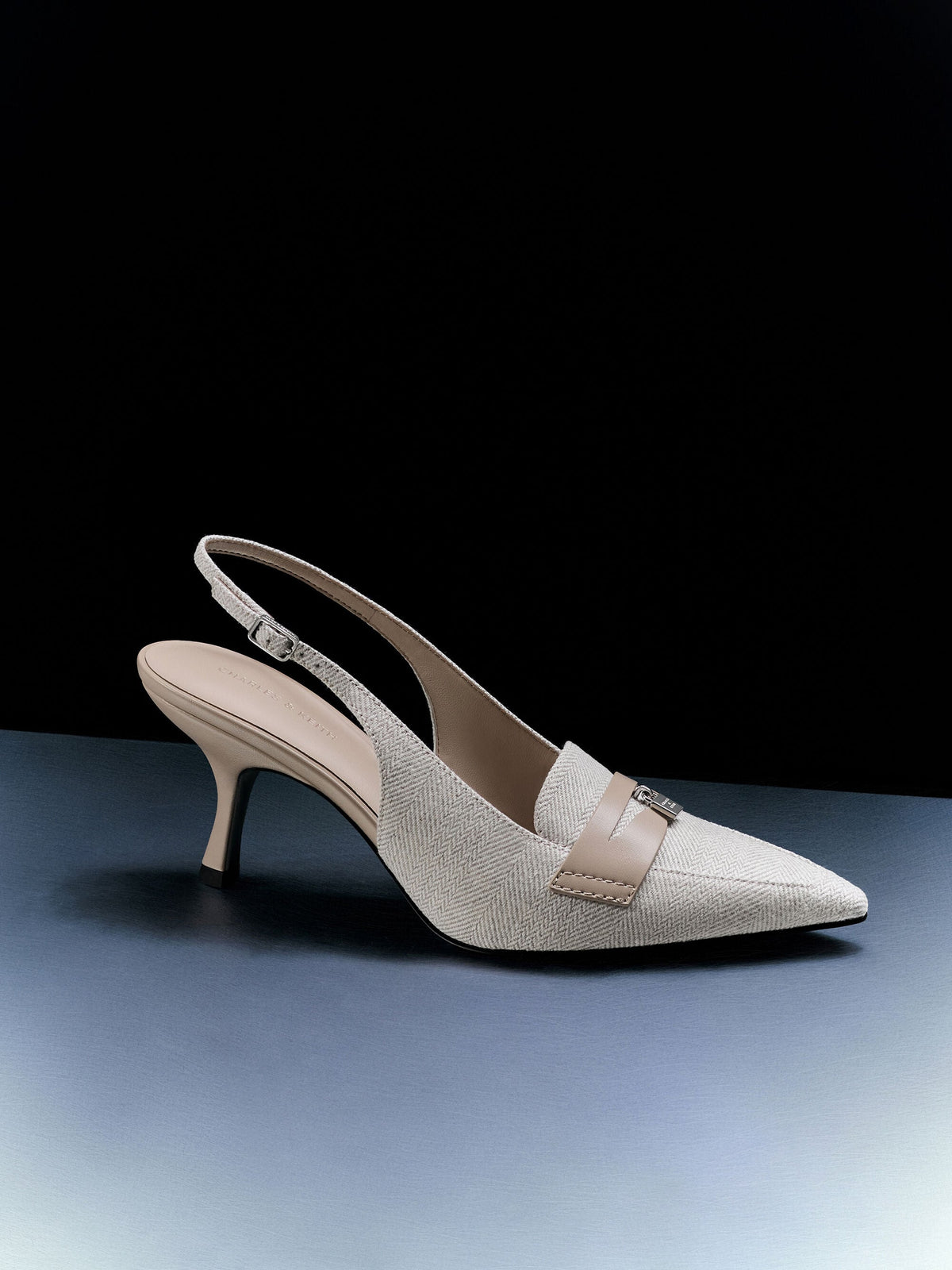 CHARLES & KEITH Best Seller / Griselda Two-Tone Slingback Pumps - Light Grey