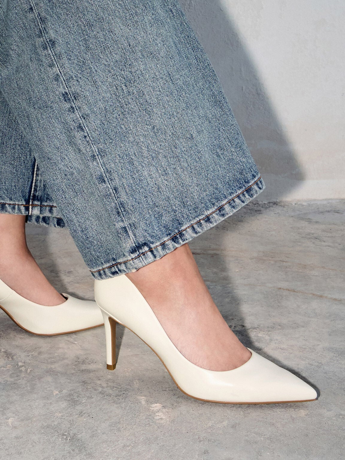 CHARLES & KEITH Everyday / Emmy Pointed Stiletto Pumps - Chalk