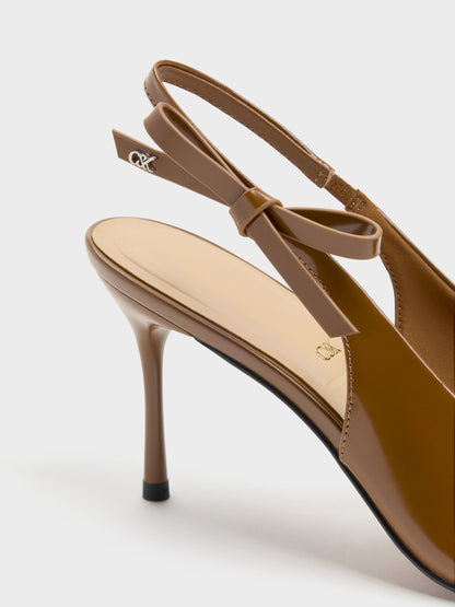 CHARLES & KEITH Everyday / Anastasia Leather Slingback Pumps - Brown