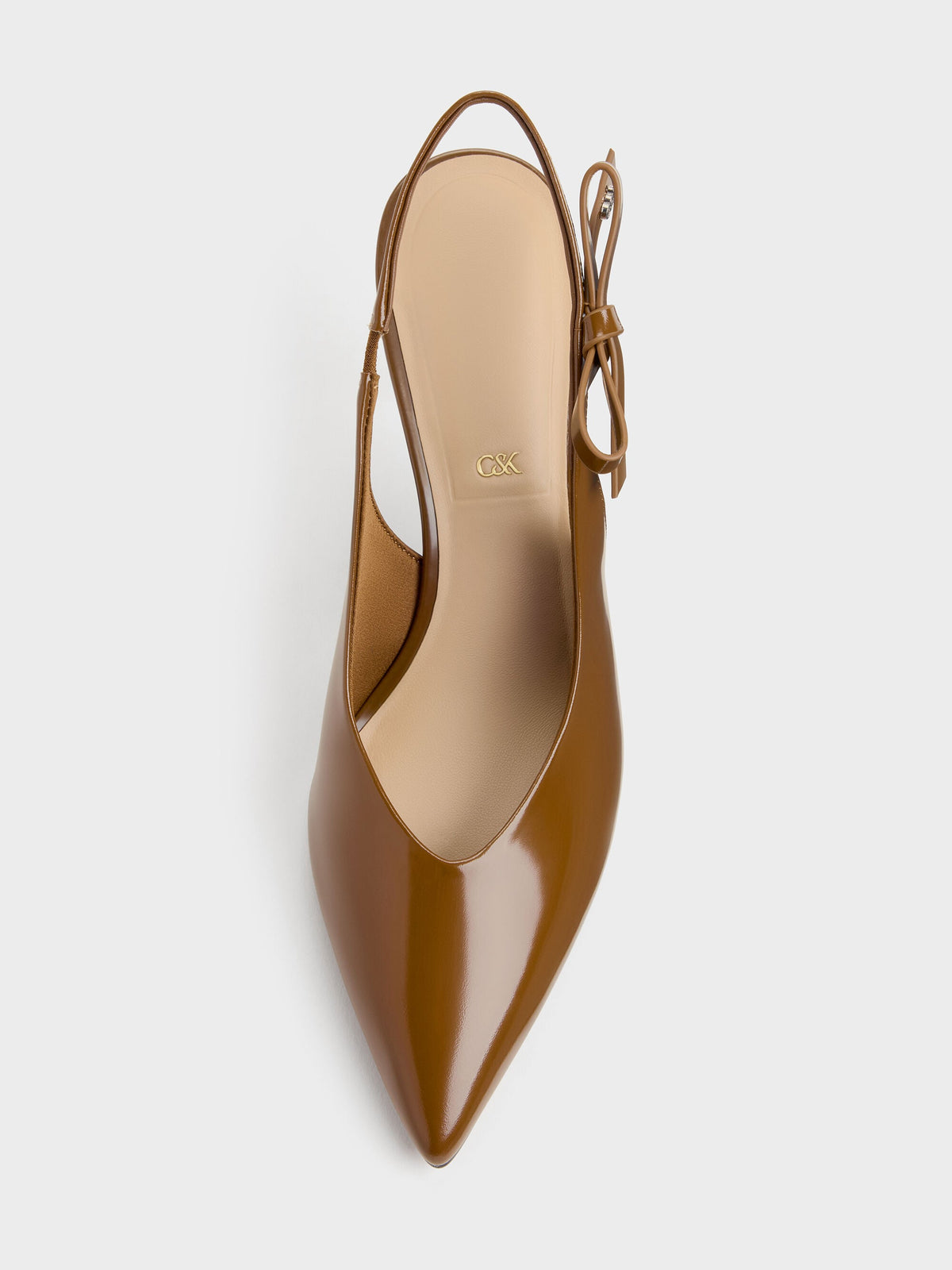 CHARLES & KEITH Everyday / Anastasia Leather Slingback Pumps - Brown