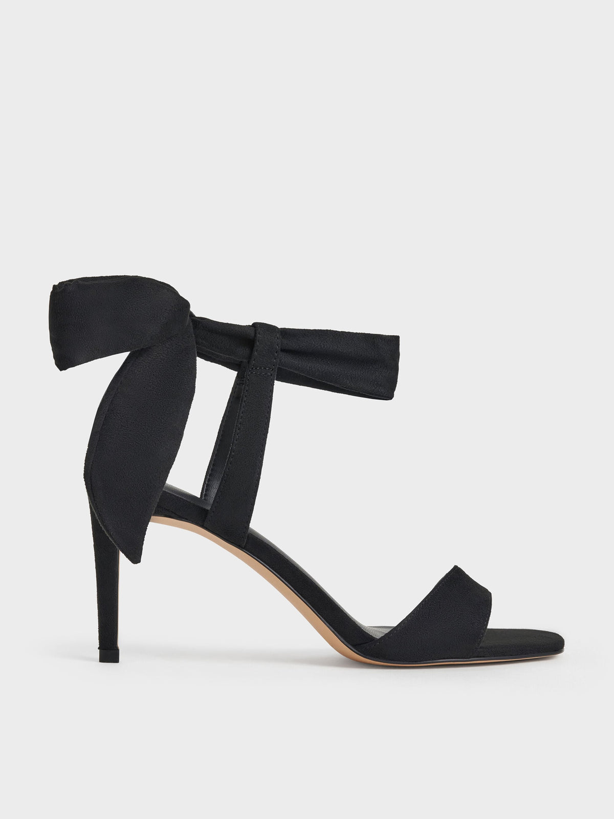 CHARLES & KEITH Special Offer / Eliana Textured Tie-Around Heeled Sandals - Black Textured