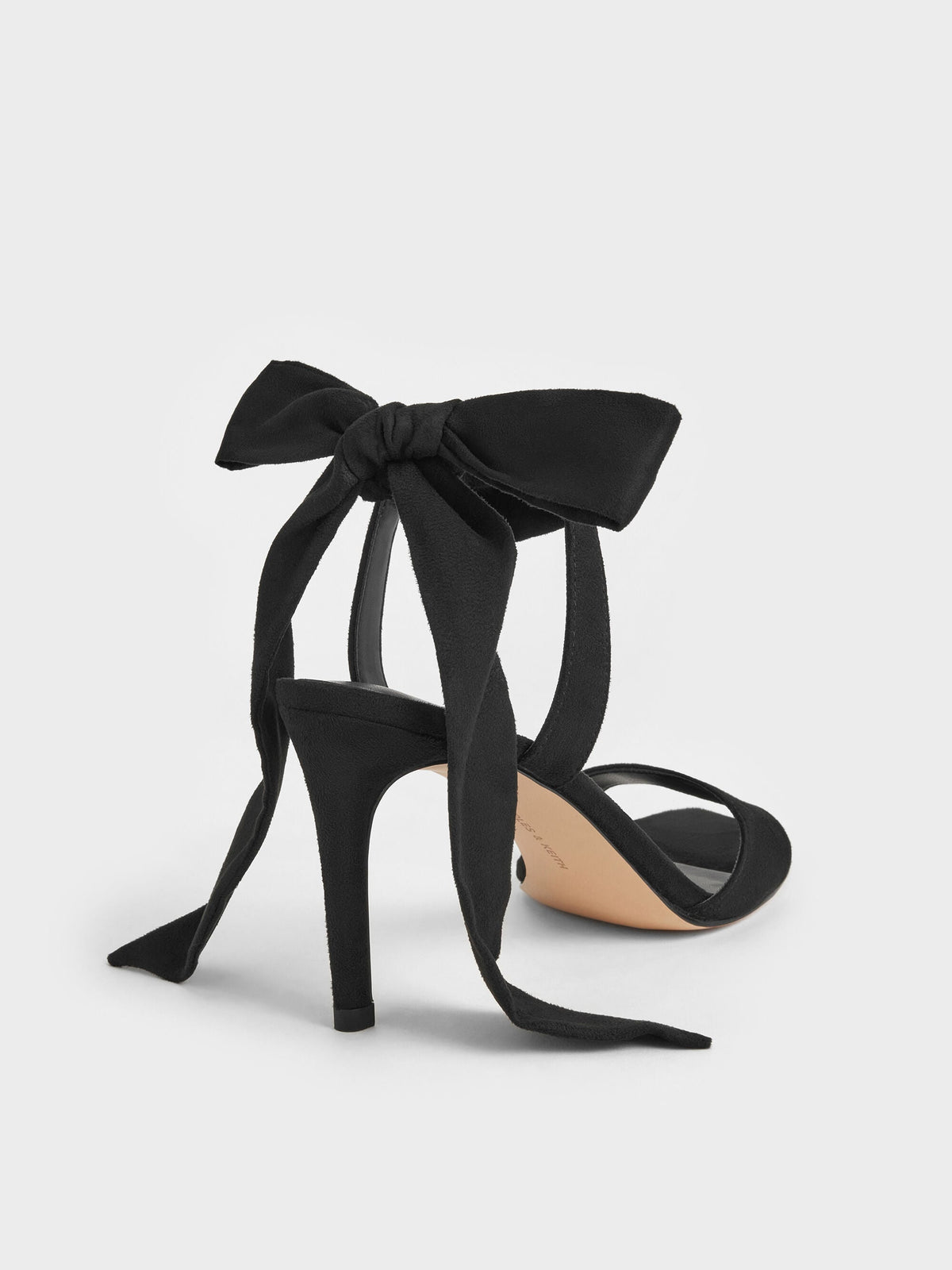 CHARLES & KEITH Special Offer / Eliana Textured Tie-Around Heeled Sandals - Black Textured