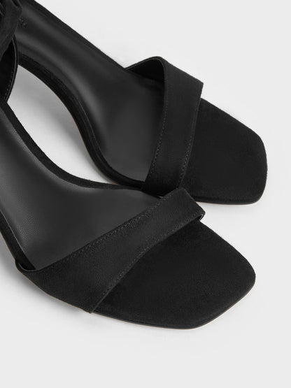 CHARLES & KEITH Special Offer / Eliana Textured Tie-Around Heeled Sandals - Black Textured