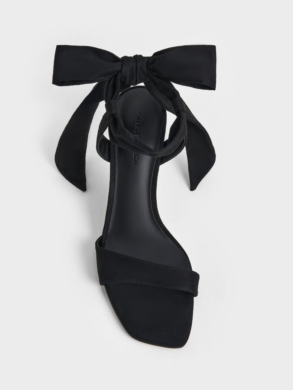 CHARLES & KEITH Special Offer / Eliana Textured Tie-Around Heeled Sandals - Black Textured