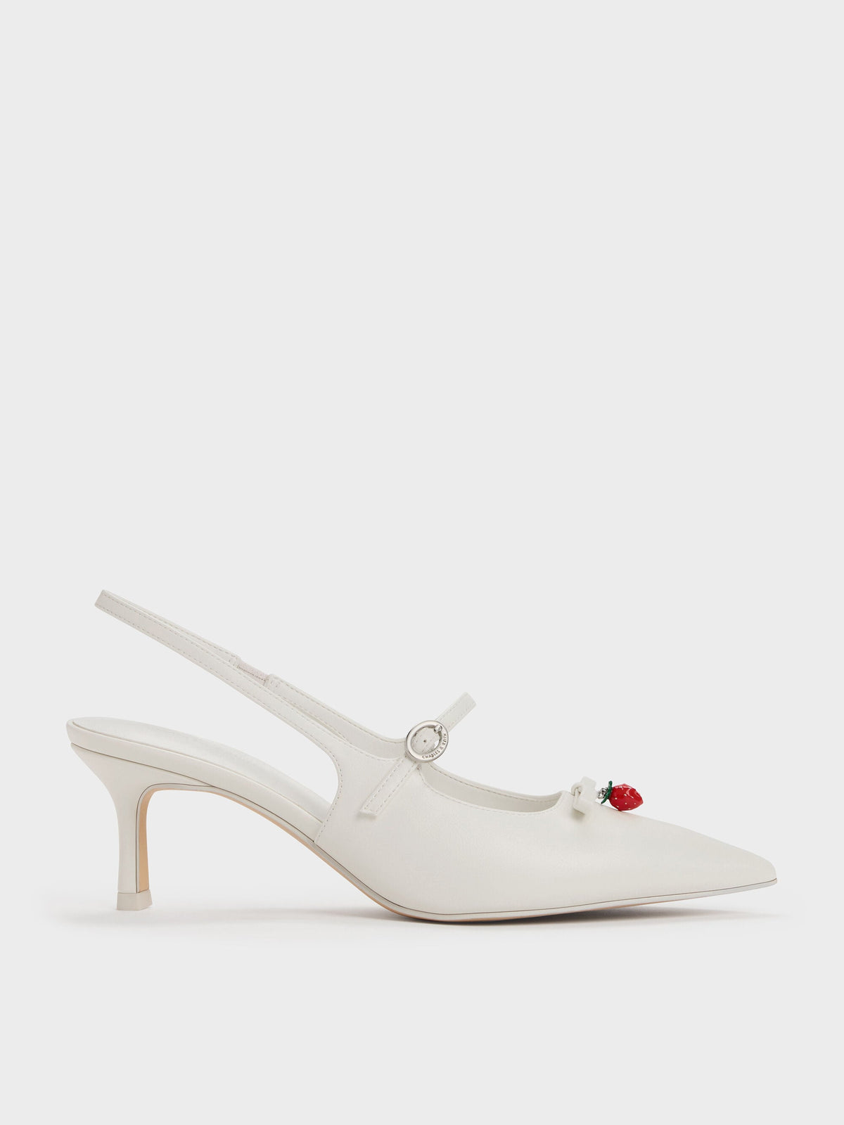 CHARLES & KEITH Featured / Sonali Strawberry Bow Slingback Pumps - White