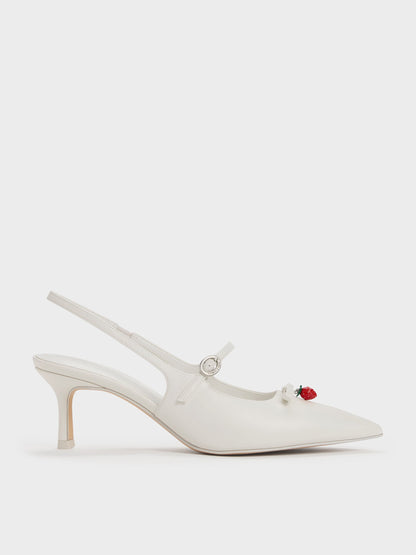 CHARLES & KEITH Featured / Sonali Strawberry Bow Slingback Pumps - White