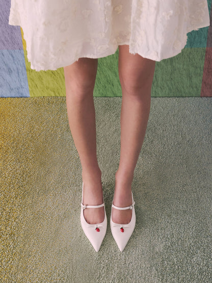 CHARLES & KEITH Featured / Sonali Strawberry Bow Slingback Pumps - White