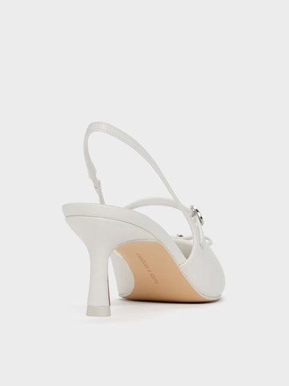 CHARLES & KEITH Featured / Sonali Strawberry Bow Slingback Pumps - White