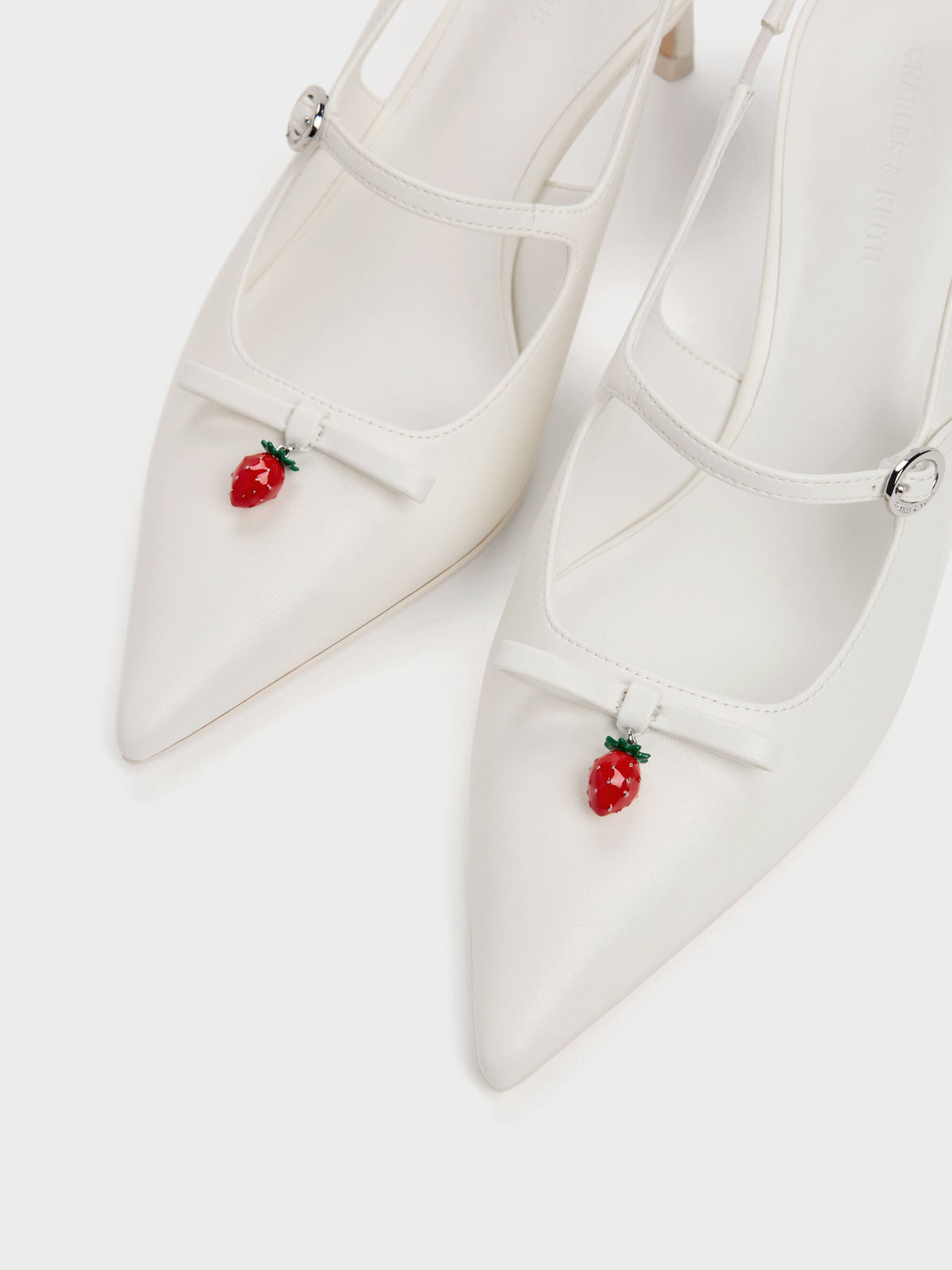 CHARLES & KEITH Featured / Sonali Strawberry Bow Slingback Pumps - White