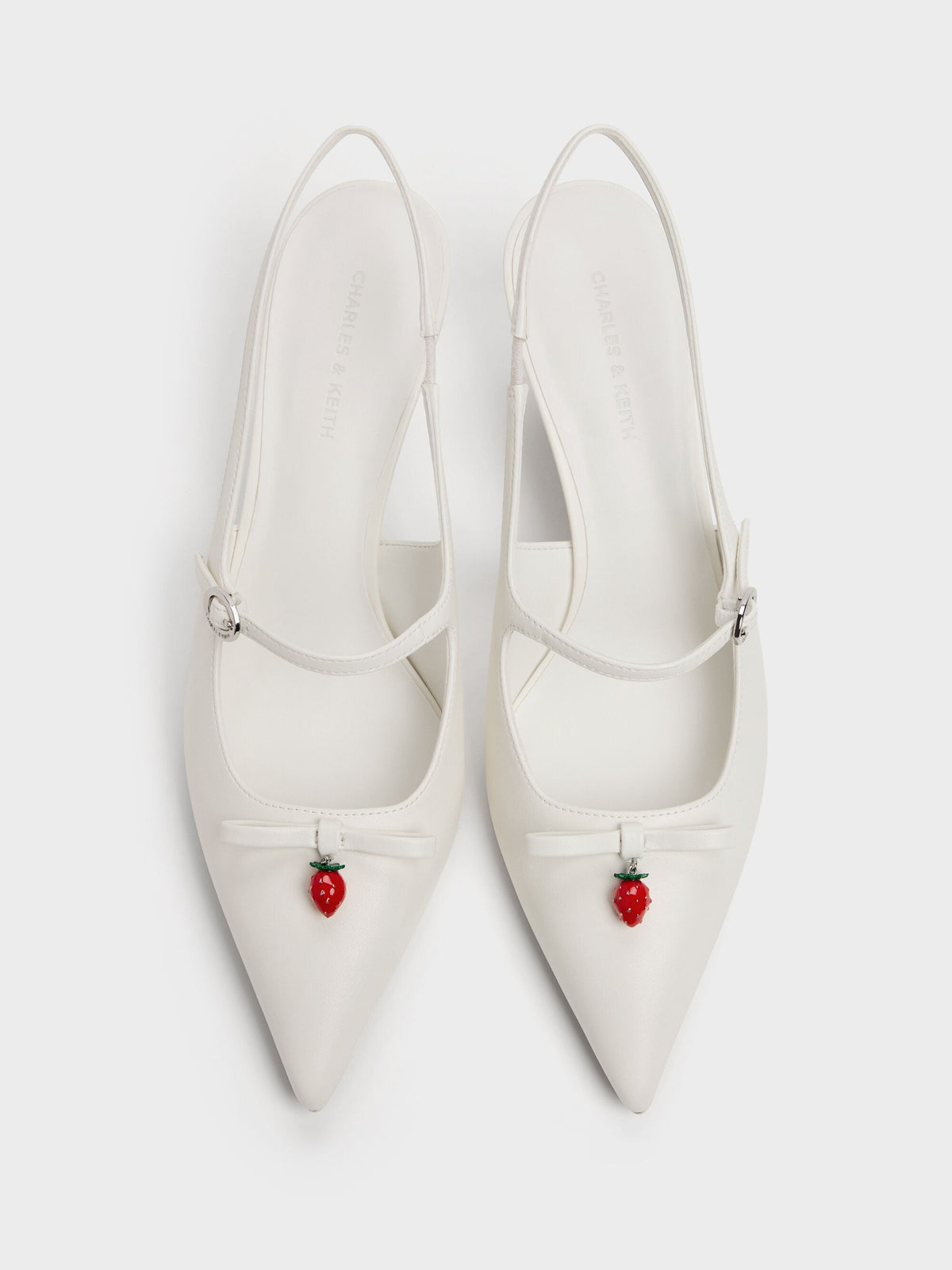 CHARLES & KEITH Featured / Sonali Strawberry Bow Slingback Pumps - White