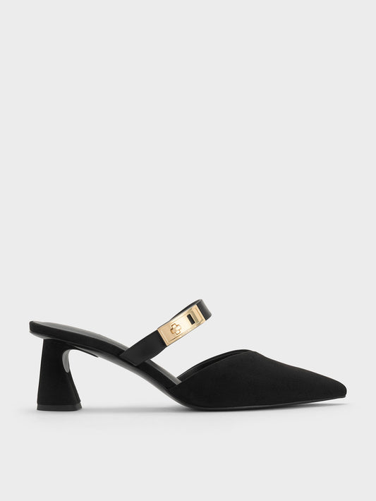 CHARLES & KEITH Signature / Lando Faux Suede Heeled Mules - Black2