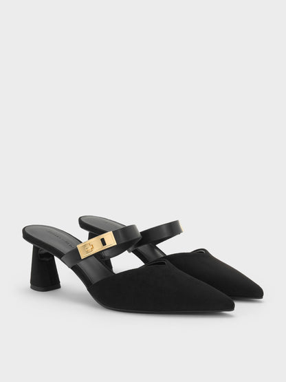 CHARLES & KEITH Signature / Lando Faux Suede Heeled Mules - Black2