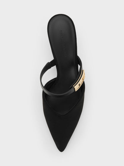CHARLES & KEITH Signature / Lando Faux Suede Heeled Mules - Black2