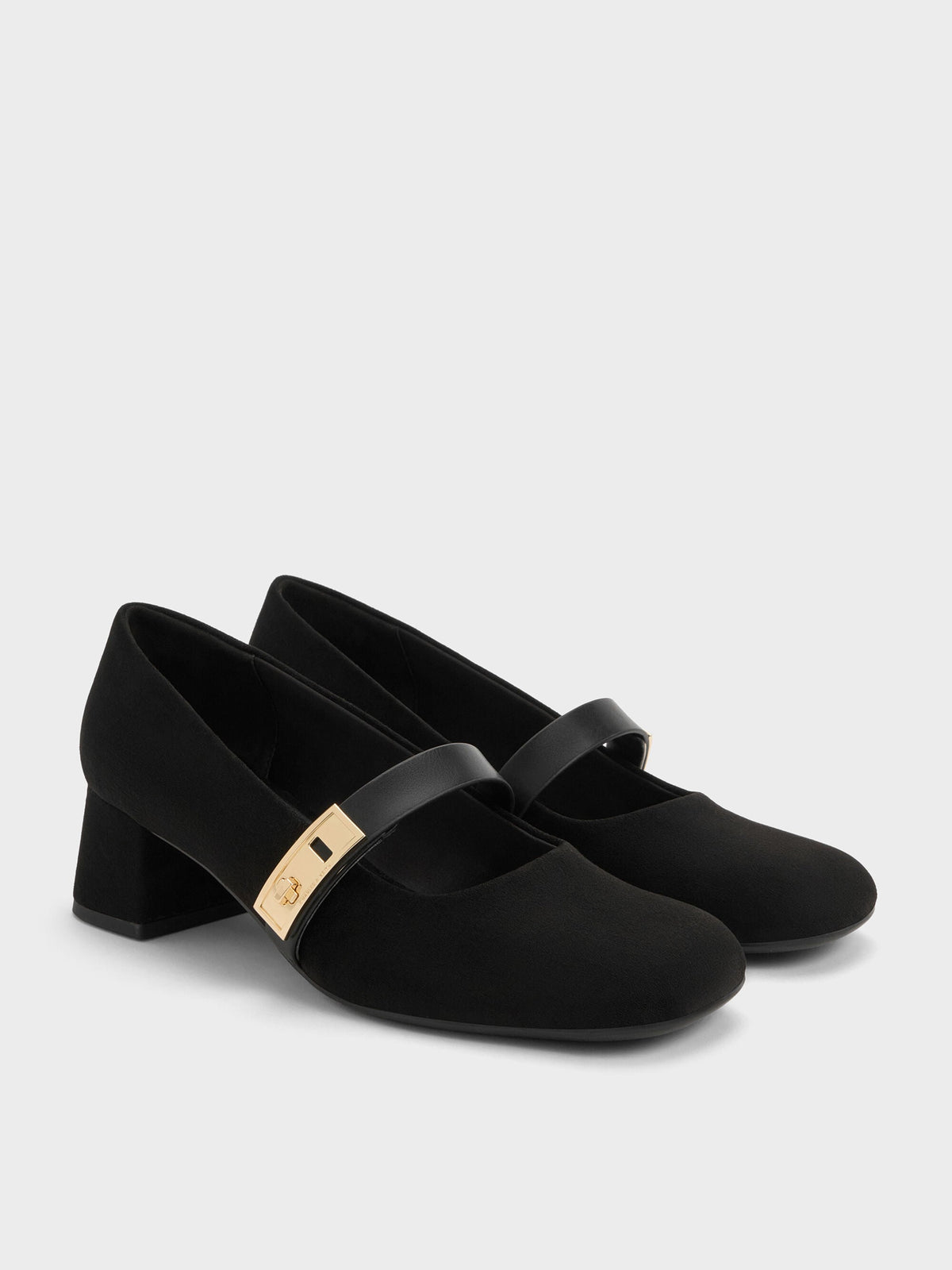 CHARLES & KEITH Deals / Lando Faux Suede Mary Jane Pumps - Black2