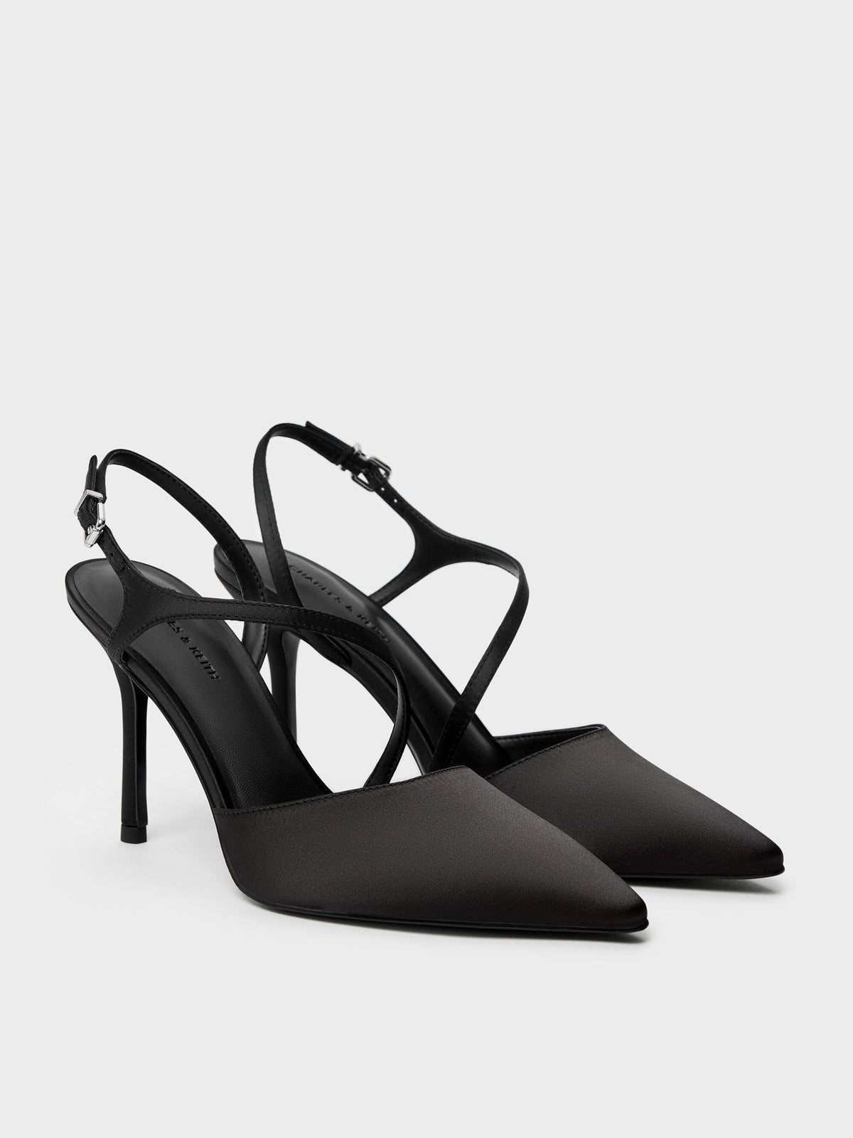CHARLES & KEITH Quality / Cordelia Pointed Slingback Pumps - Black Textured