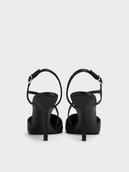 CHARLES & KEITH Quality / Cordelia Pointed Slingback Pumps - Black Textured