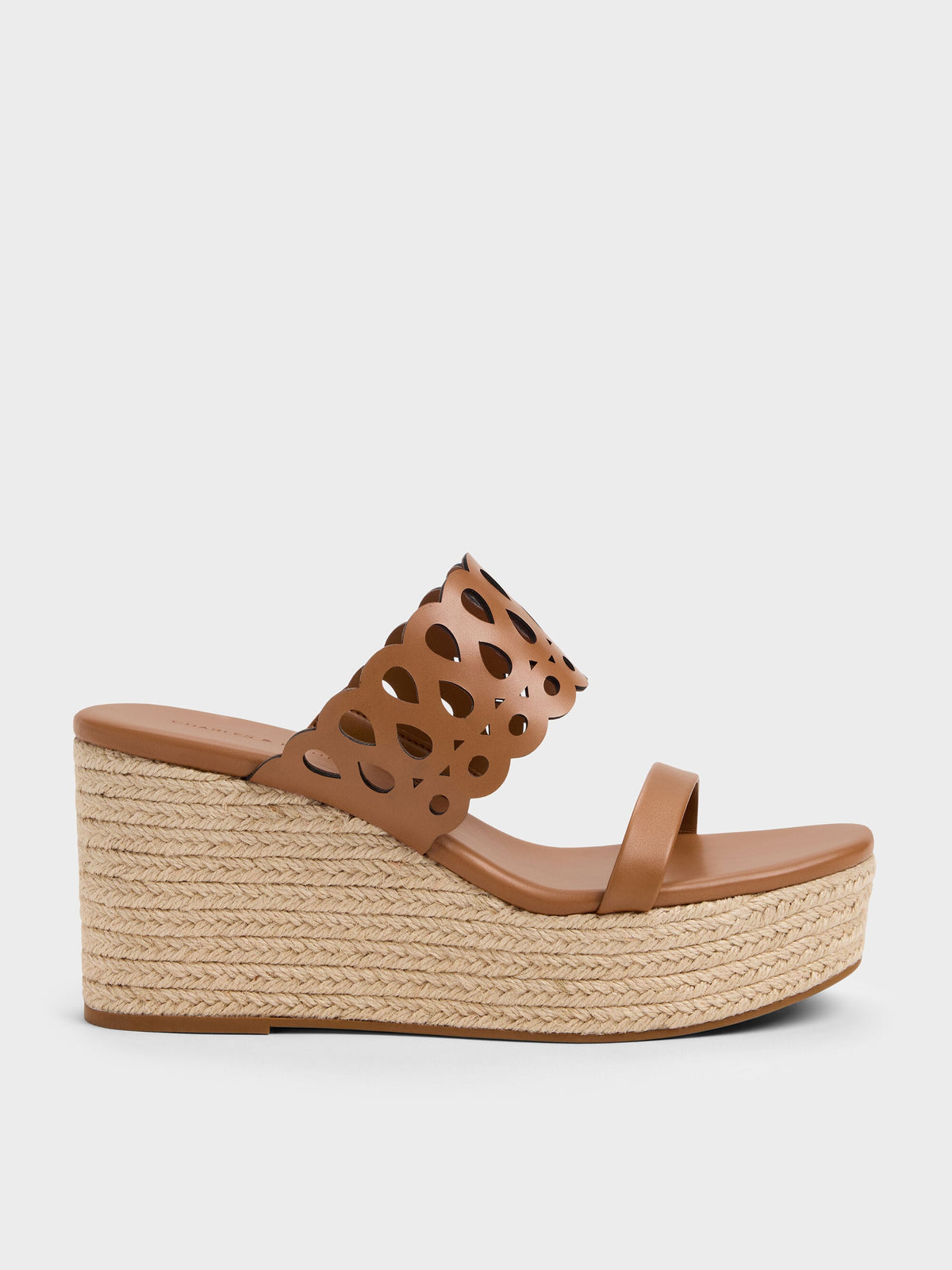 CHARLES & KEITH Featured / Cut-Out Espadrille Wedges - Cognac
