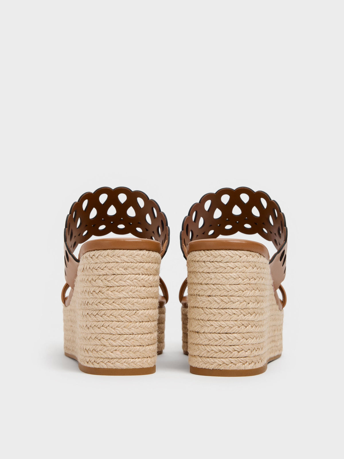 CHARLES & KEITH Featured / Cut-Out Espadrille Wedges - Cognac