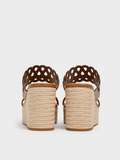CHARLES & KEITH Featured / Cut-Out Espadrille Wedges - Cognac