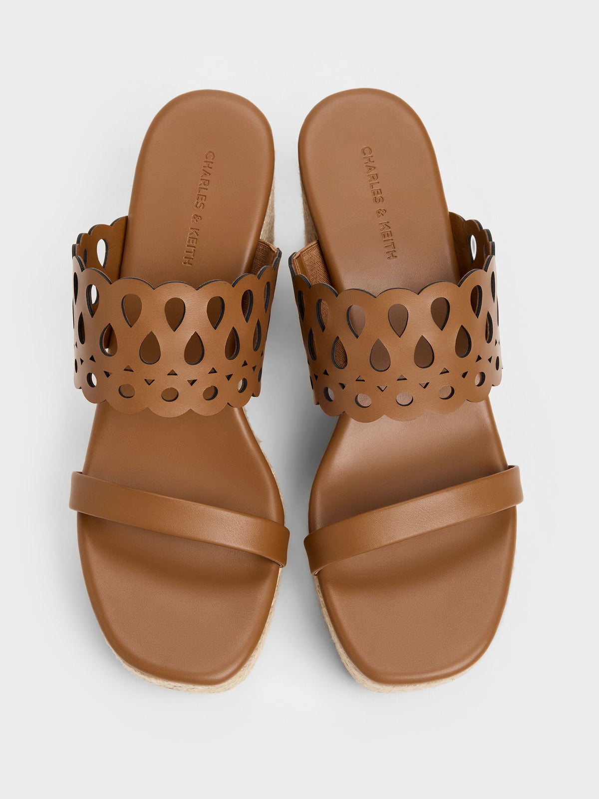 CHARLES & KEITH Featured / Cut-Out Espadrille Wedges - Cognac