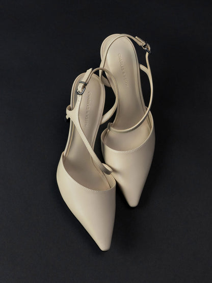 CHARLES & KEITH Featured / Cordelia Pointed Slingback Pumps - Chalk