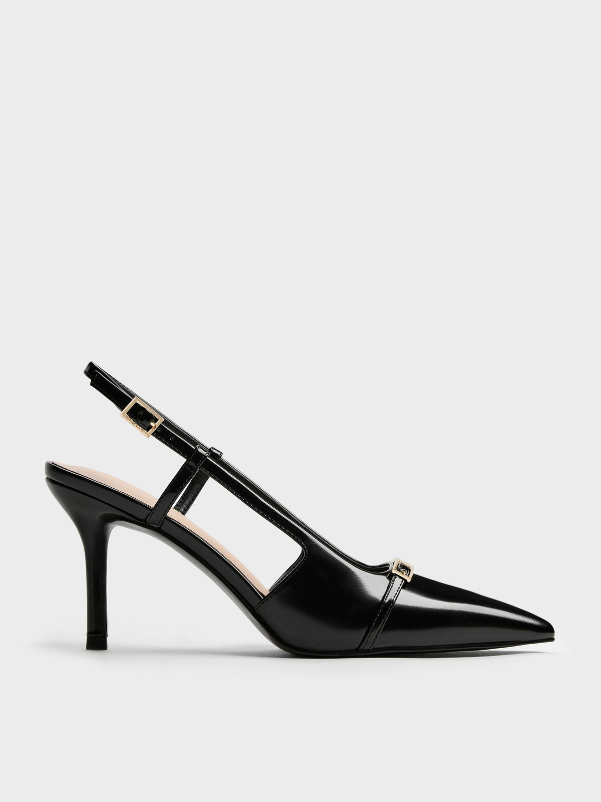 CHARLES & KEITH Top Pick / Metallic-Bar Pointed Slingback Pumps - Black Box