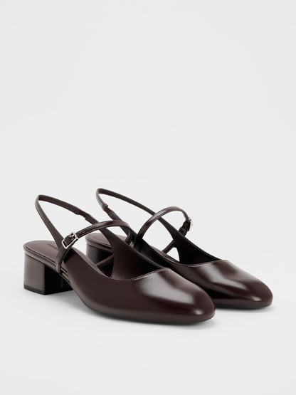 CHARLES & KEITH Signature / Slingback Mary Jane Pumps - Burgundy