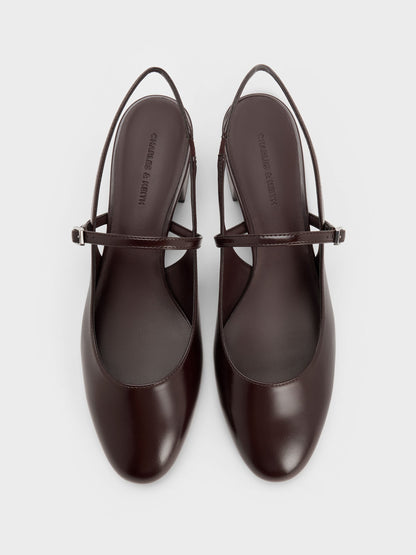 CHARLES & KEITH Signature / Slingback Mary Jane Pumps - Burgundy