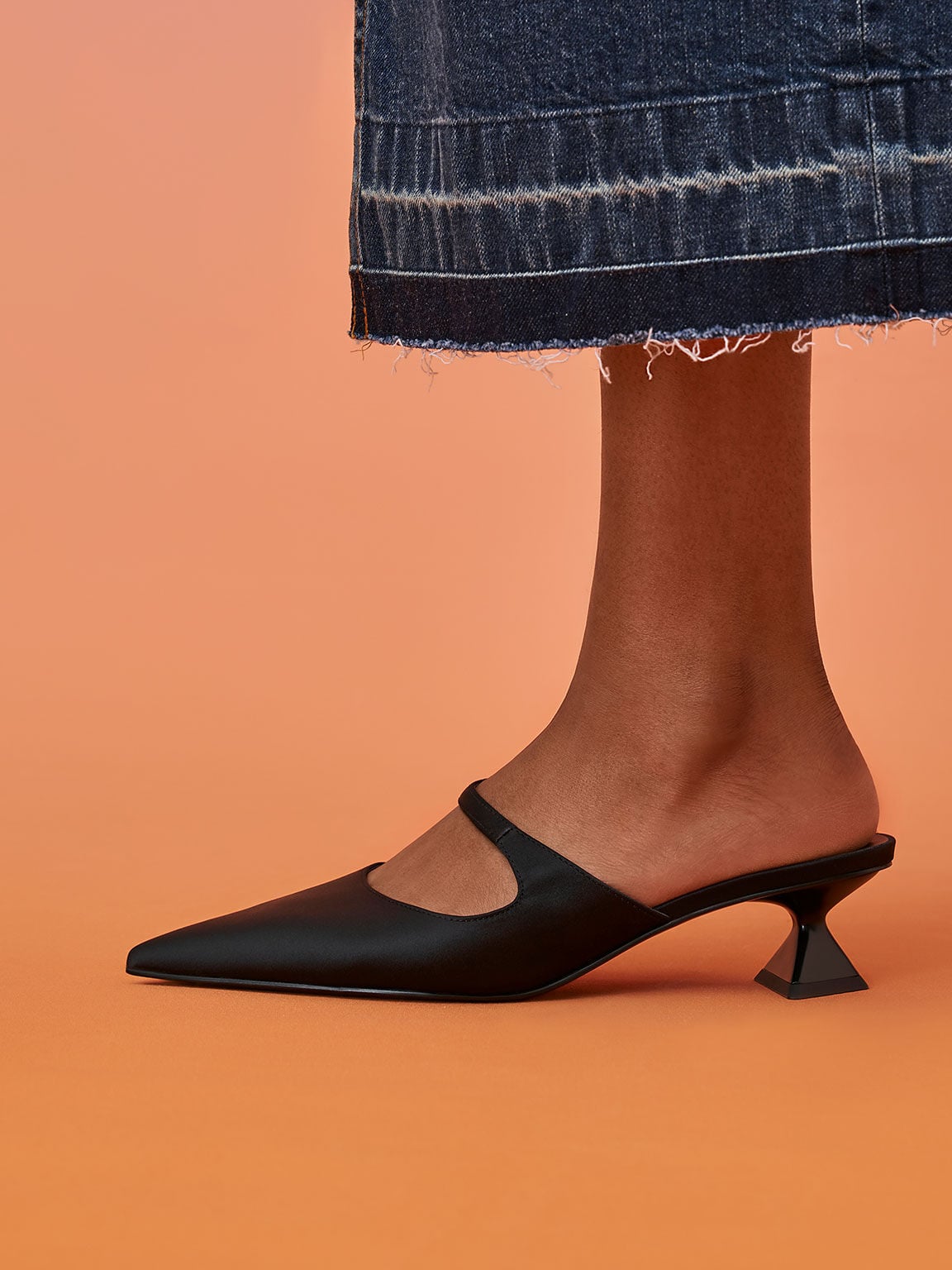 CHARLES & KEITH Discount / Vada Asymmetric Sculptural Heel Pumps - Black