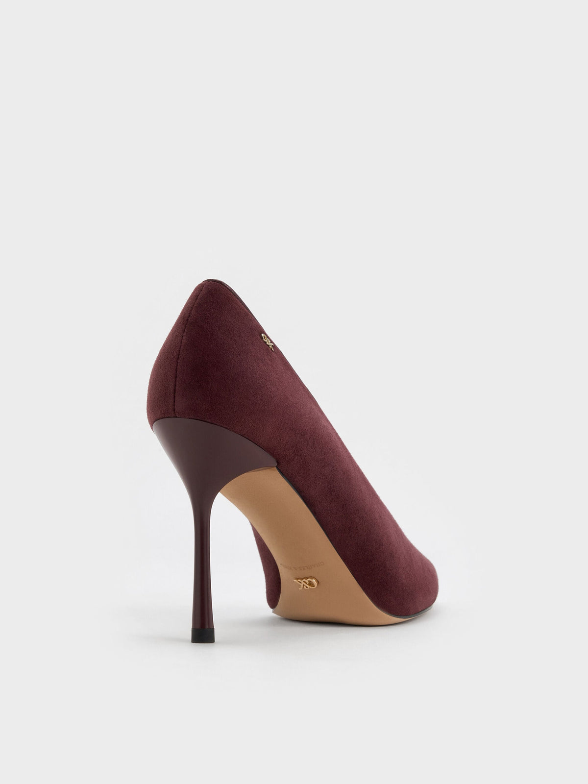 CHARLES & KEITH Popular / Leather & Suede Pointed Pumps - Burgundy