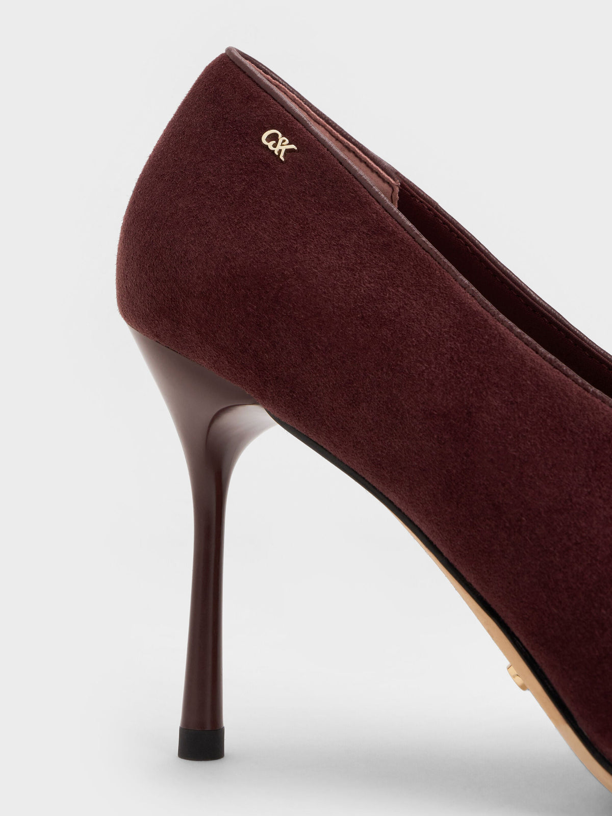 CHARLES & KEITH Popular / Leather & Suede Pointed Pumps - Burgundy
