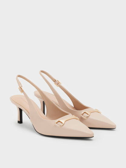 CHARLES & KEITH Hot Sale / Leslie Slingback Pumps - Nude