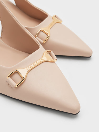 CHARLES & KEITH Hot Sale / Leslie Slingback Pumps - Nude