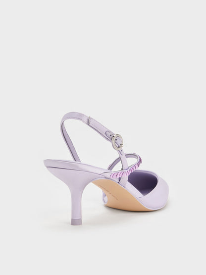 CHARLES & KEITH New / Briella Sequinned Slingback Pumps - Lilac