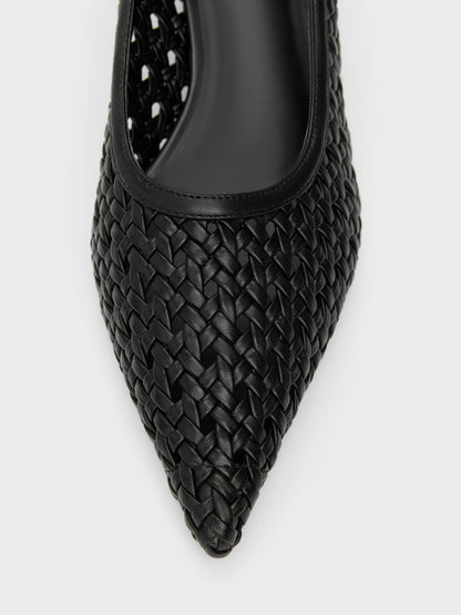 CHARLES & KEITH Premium / Woven Pointed Stiletto Pumps - Black